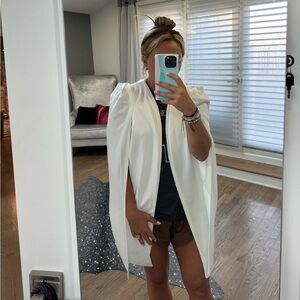 NWT - Boohoo longline cape blazer in cream